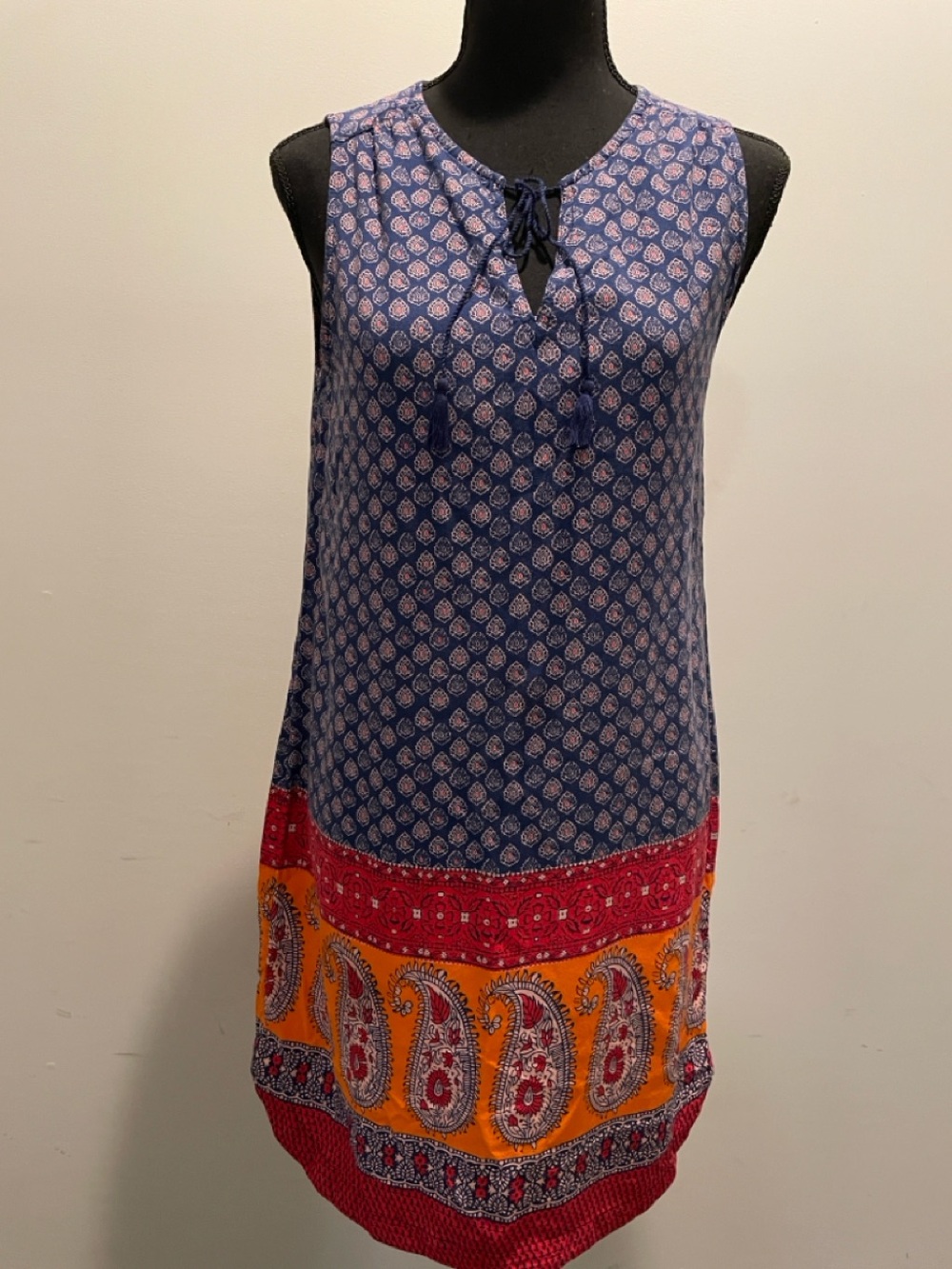 Beach Lunch Lounge Summer Dress Size S/P Multicolor Paisley Boho Shift Vacation